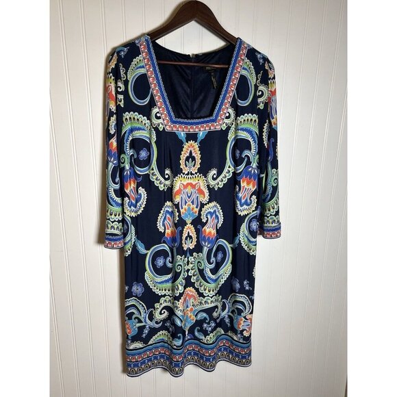 Paisley Shift Dress By Laundry Size 14 Fully Lined Back Zip - Picture 1 of 6